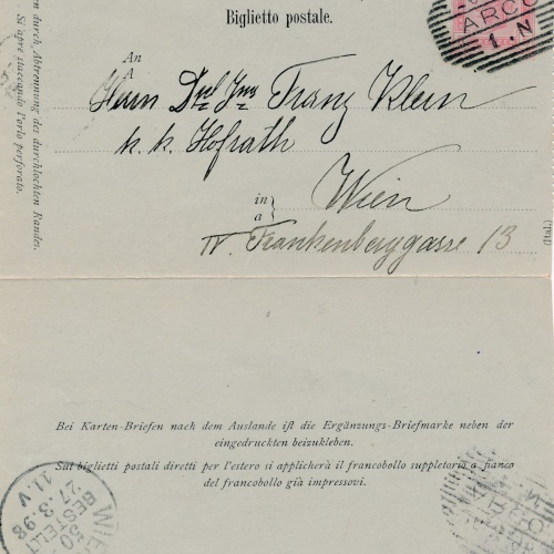 5 Kreuzer Ganzsachen - Kartenbrief - Karte aus Arco (16270)