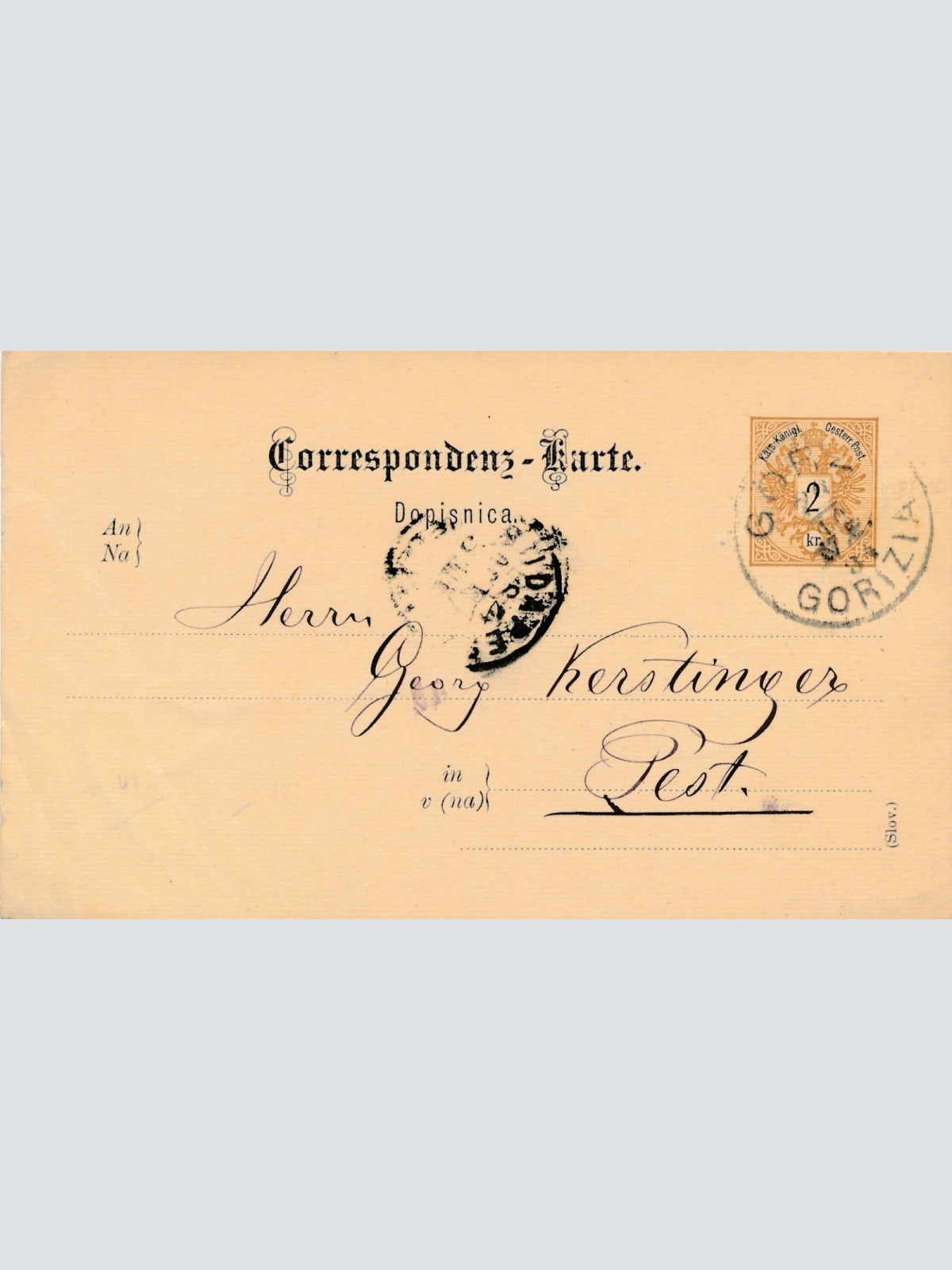 2 Kreuzer Ganzsachen - Karte aus Gorizia (16283)