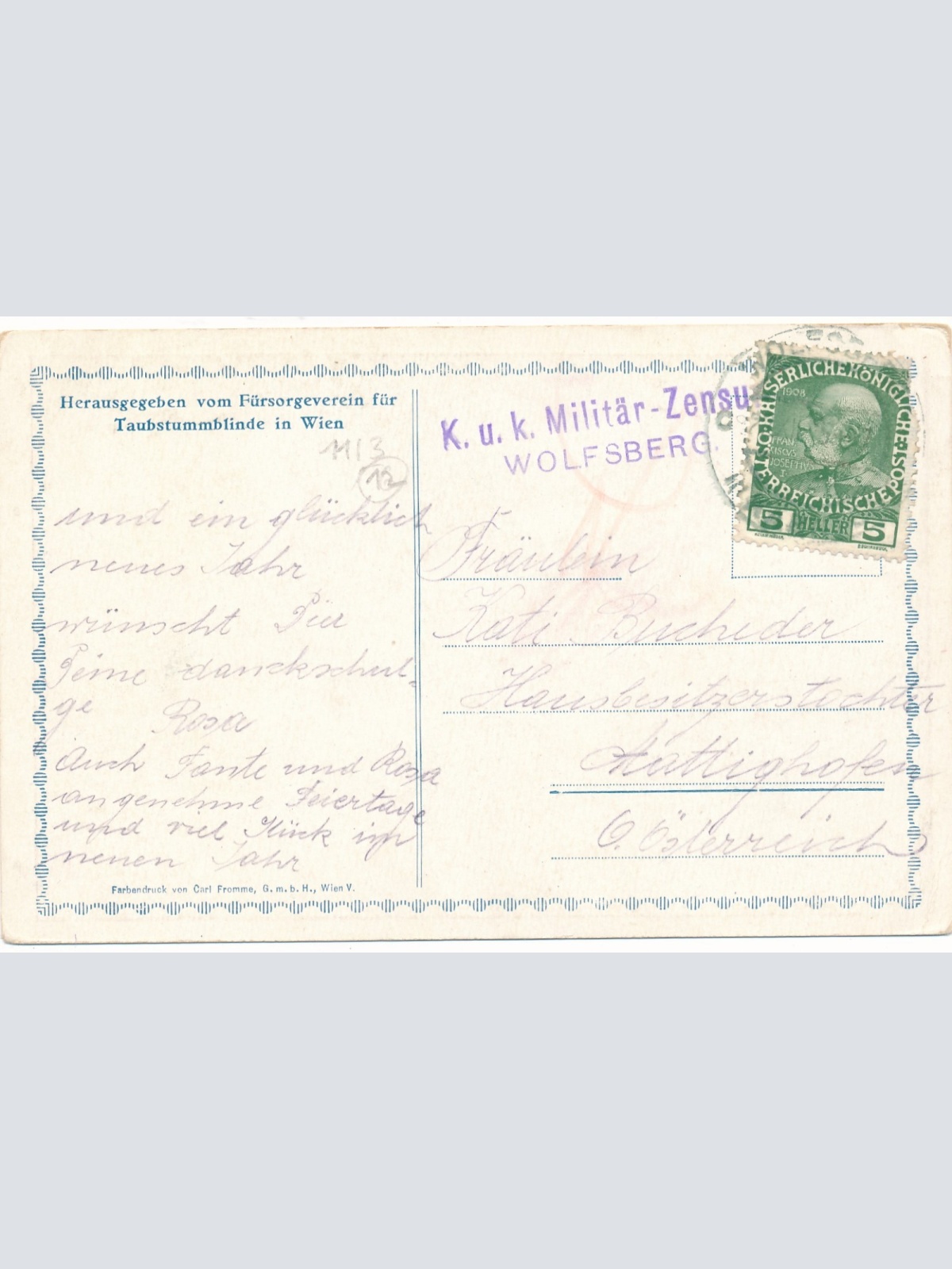 KuK Militär Zensur Wolfsberg Ansichtskarte (16163)