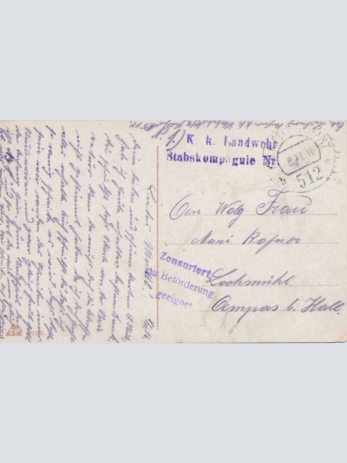 KuK Landwehr Stabskompagnie Nr. 4 Ansichtskarte (16161)