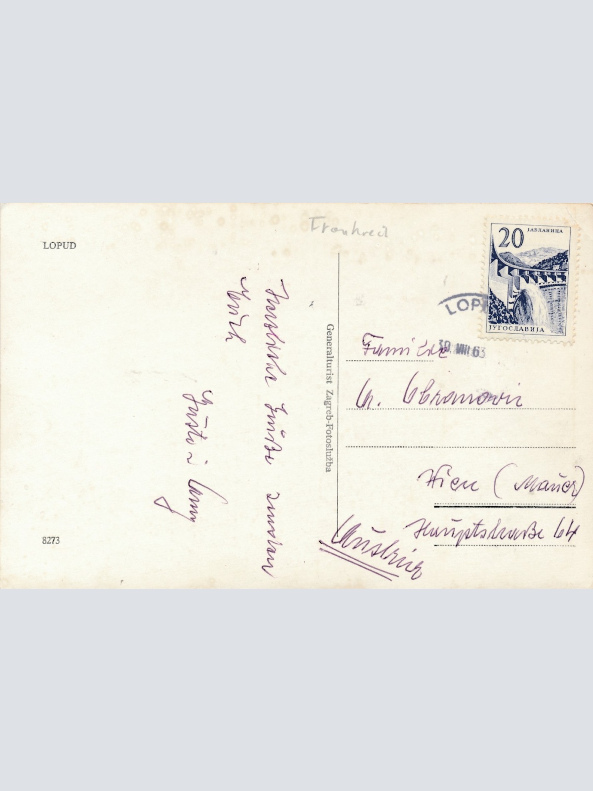 AK aus Lopud mit Frau blick auf Stadt Kroatien Ansichtskarte (15931)