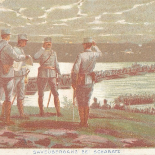AK Saveübergang bei Schabatz mit Soldaten (15345)