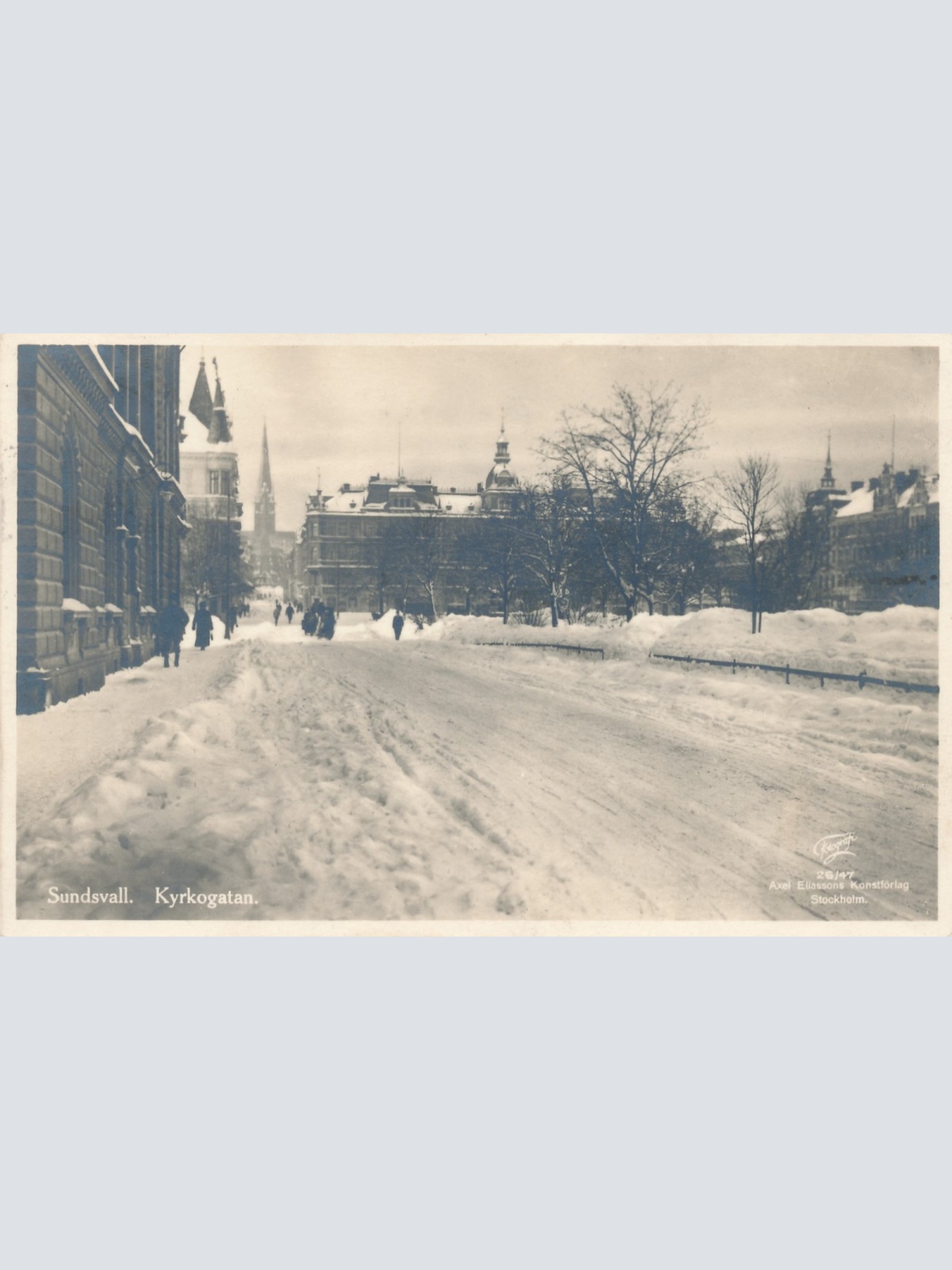AK aus Sundsvall Kyrkogatan Schweden im Winter Ansichtskarte (15934)