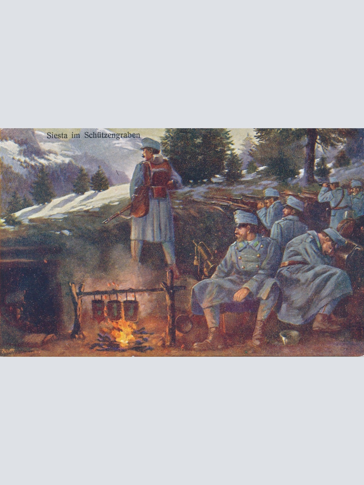 AK Militaria Siesta im Schützengraben (16018)