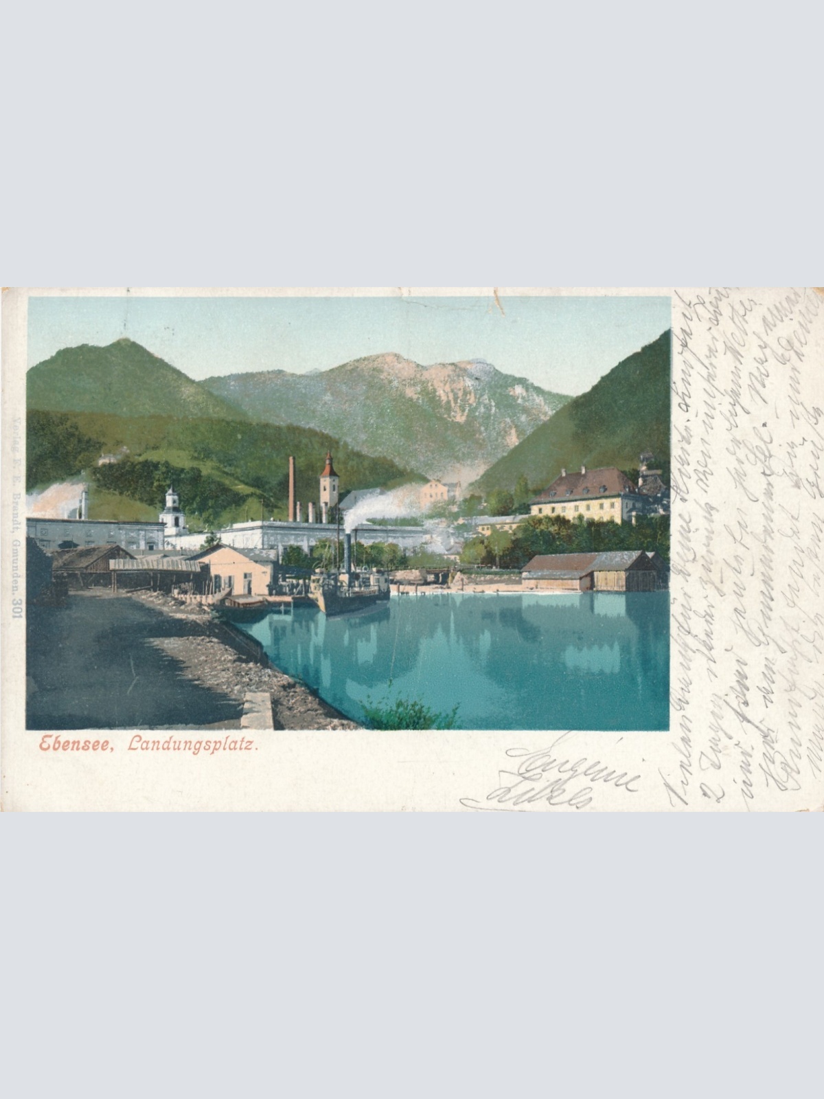 AK aus Ebensee mit Landungsplatz u. Dampfer Oberösterreich Ansichtskarte (15362)