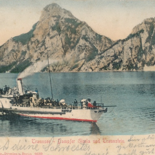 AK vom Traunsee mit Dampfer Giesela Oberösterreich Ansichtskarte (15410)