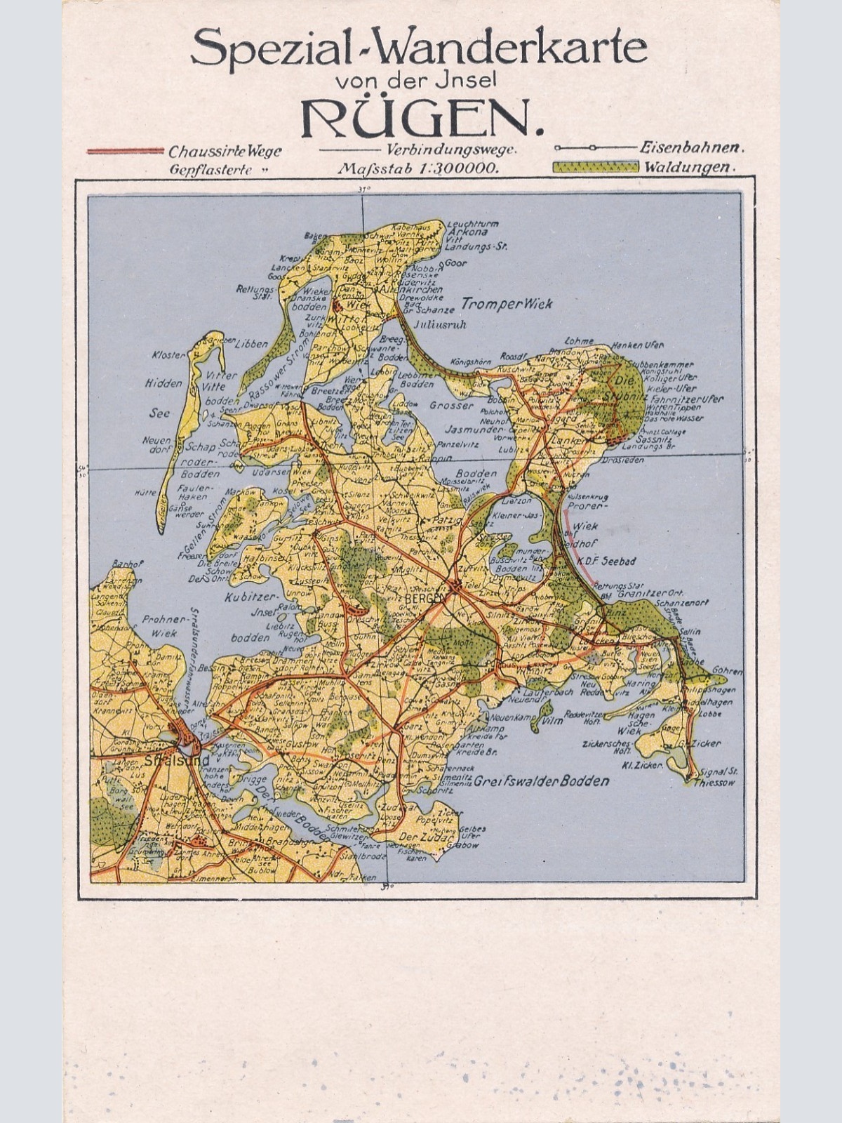 AK aus Rügen Spezial Wanderkarte Mecklenburg - Vorpommern Ansichtskarte (15645)