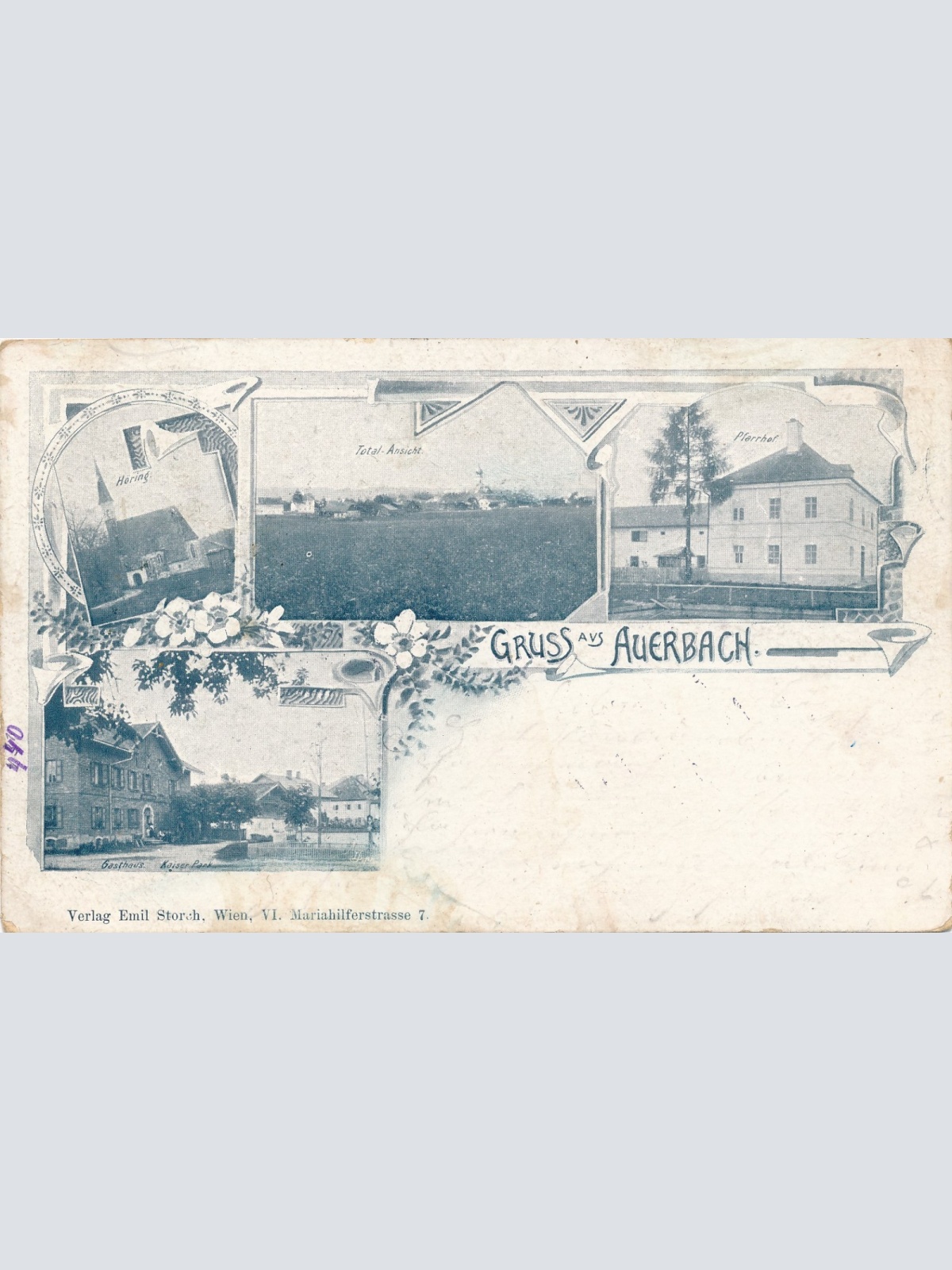 AK gruss aus Auerbach mit Gasthaus Kaiser Park Ansichtskarte (15191)