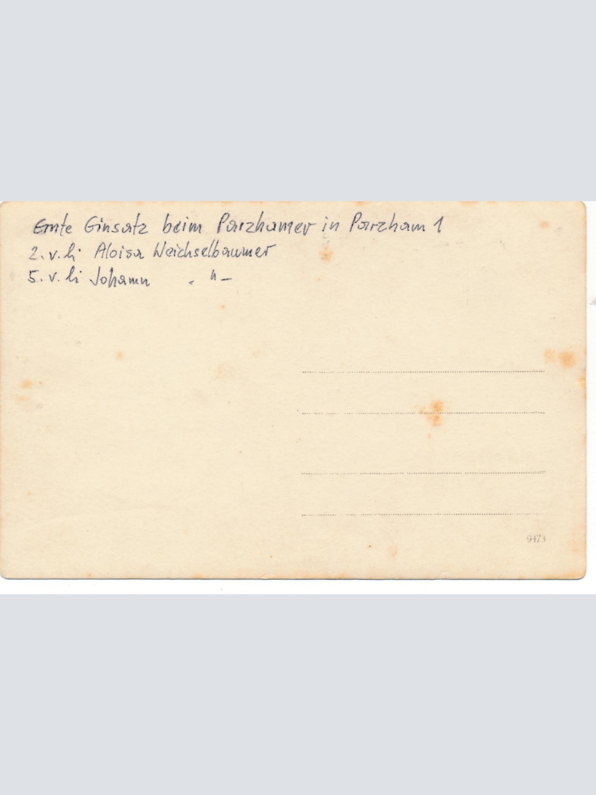 AK Parzham Ernte einsatz Bayern Ansichtskarte (15183)