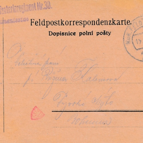 Feldpostkarte K.K Landwehrinfanterieregiment Nr.30 (16335)