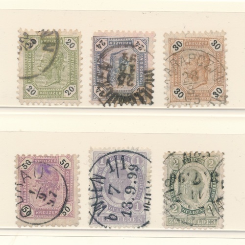 Freimarkenausgabe 1891 - 96 Kaiserkopf ANK 63 - 68 gestempelt (16449)