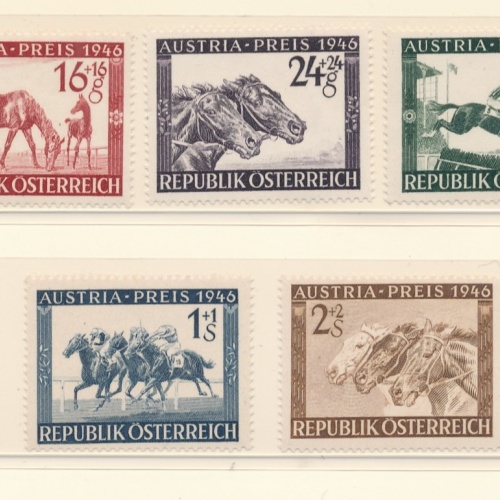 Austriapreis Pferderennen 1946 ANK 793 - 797 postfrisch (16444)