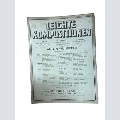 Leichte Kompositionen, im Umfange von fünf Tönen für Klavier 4händig Wunderer, A