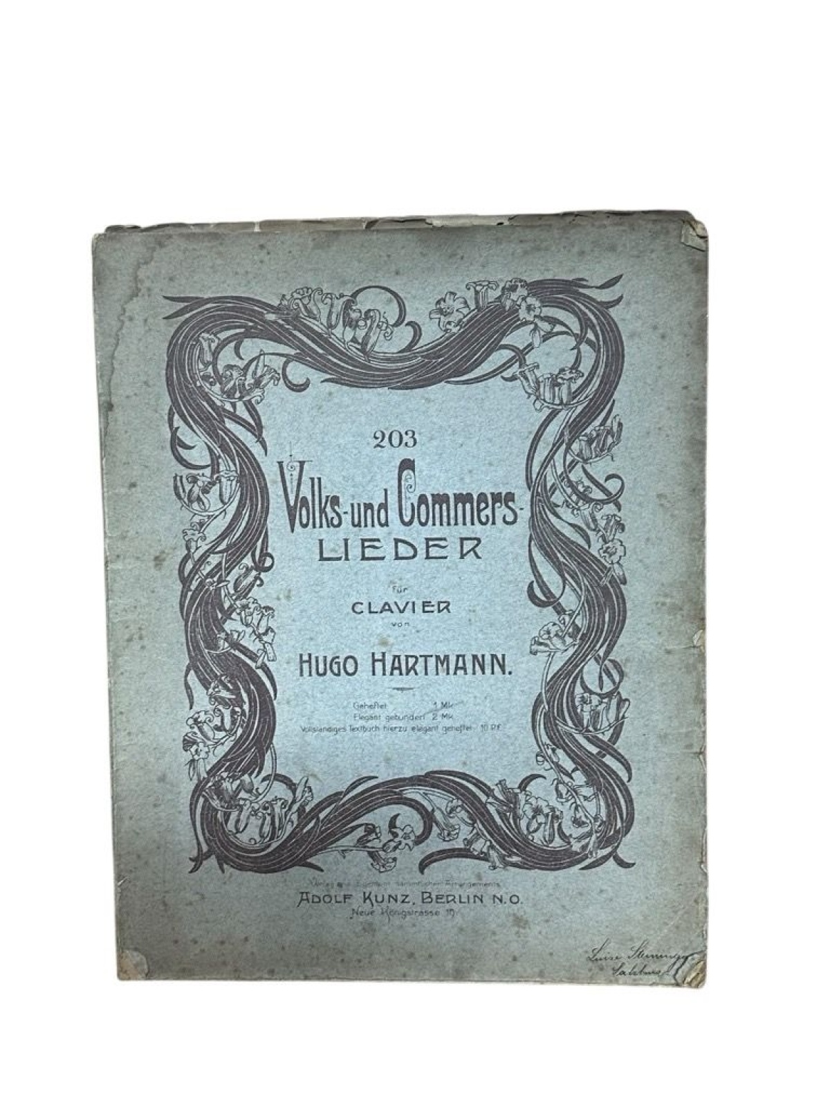 Volks - und Commerslieder für Clavier Hartmann, Hugo: