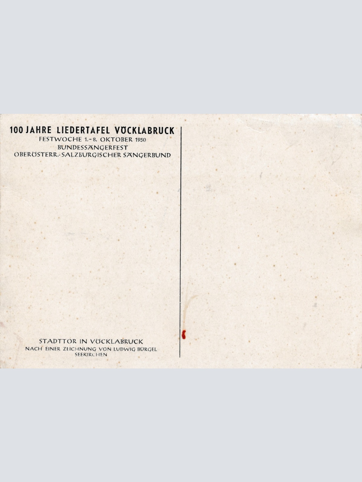 AK aus Vöcklabruck 100 Jahre Liedertafel Oberösterreich Ansichtskarte (16680)
