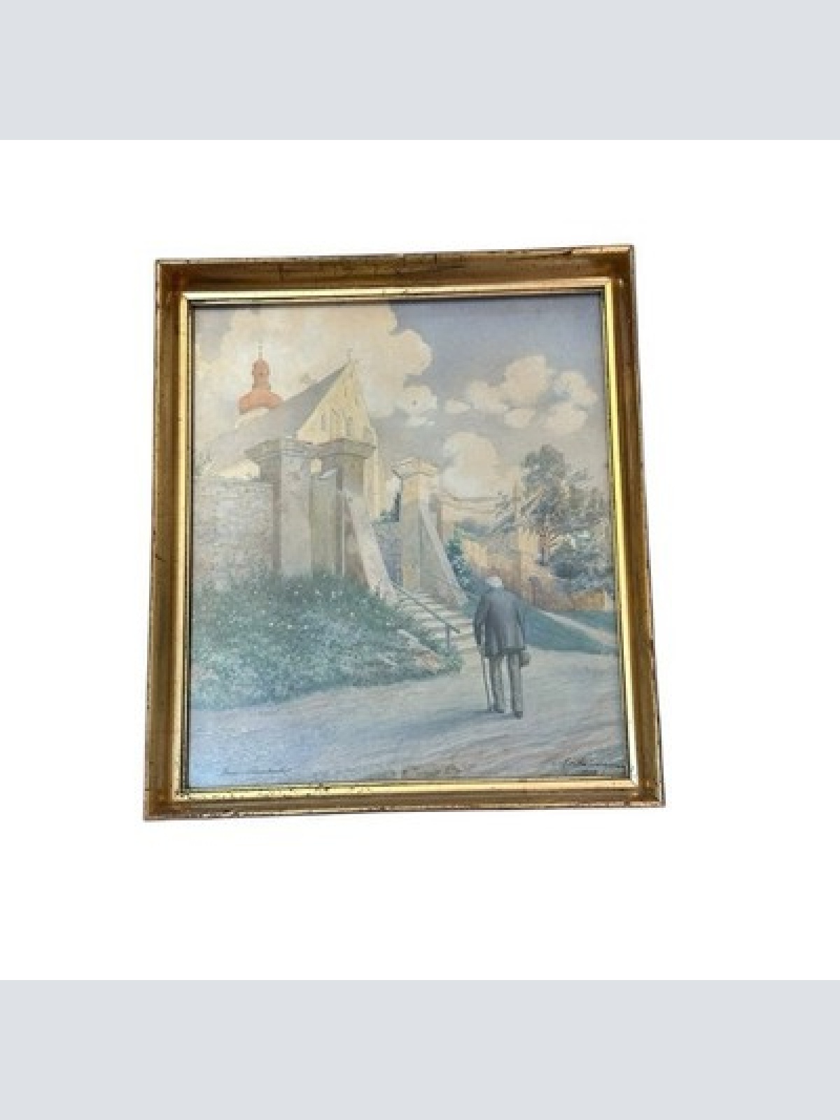 Gross Russbach Großrußbach Niederösterreich Aquarell um 1922     E. Lauderer