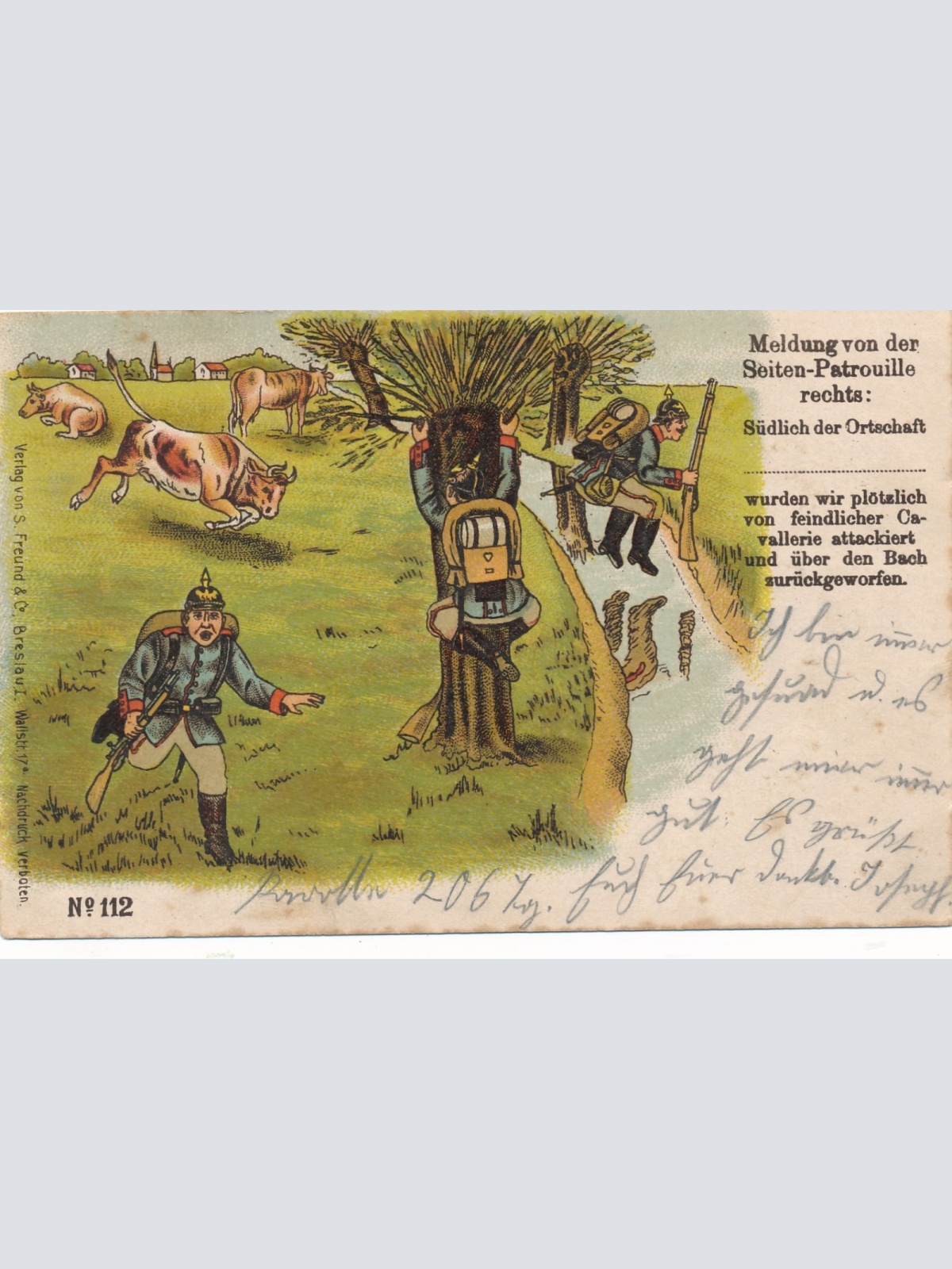 Litho- Karte Militaria Meldung von der Patrouille Ansichtskarte (16582)