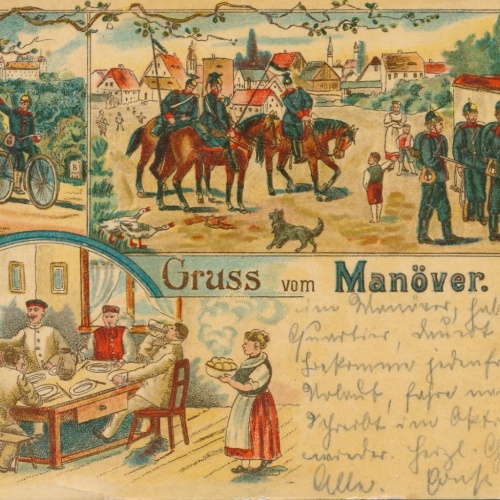 Litho- Karte Militaria gruss vom Manöver Ansichtskarte (16581)