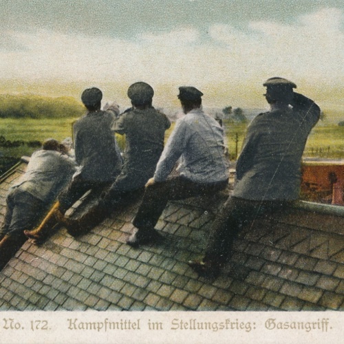 AK aus Militaria Kampfmittel im Stellungskrieg Gasangriff Ansichtskarte (16748)