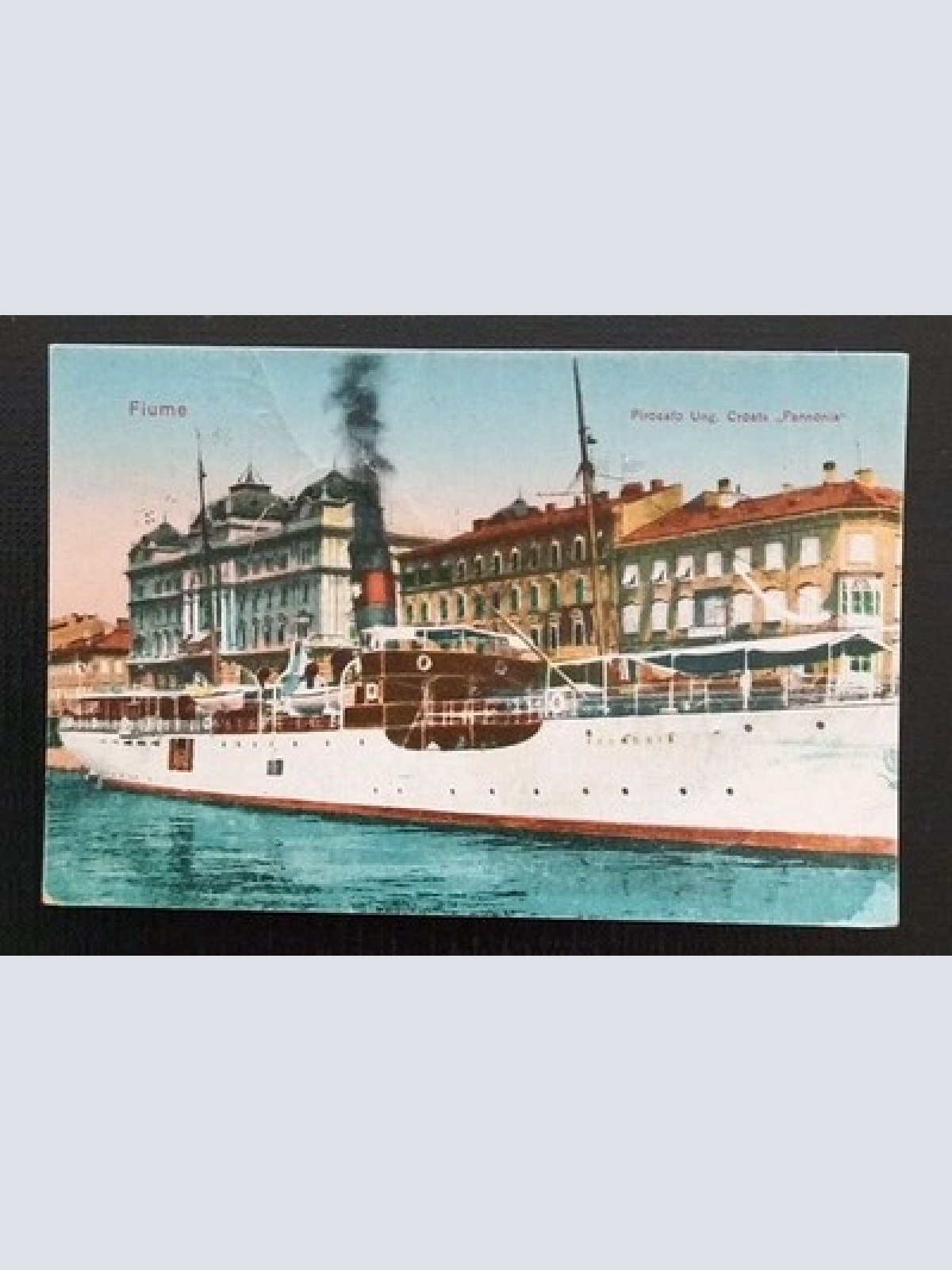 Dampfschiff PANNONIA in Fiume seltene Überdruckmarke Fiume 1924 gelaufen  Gr K