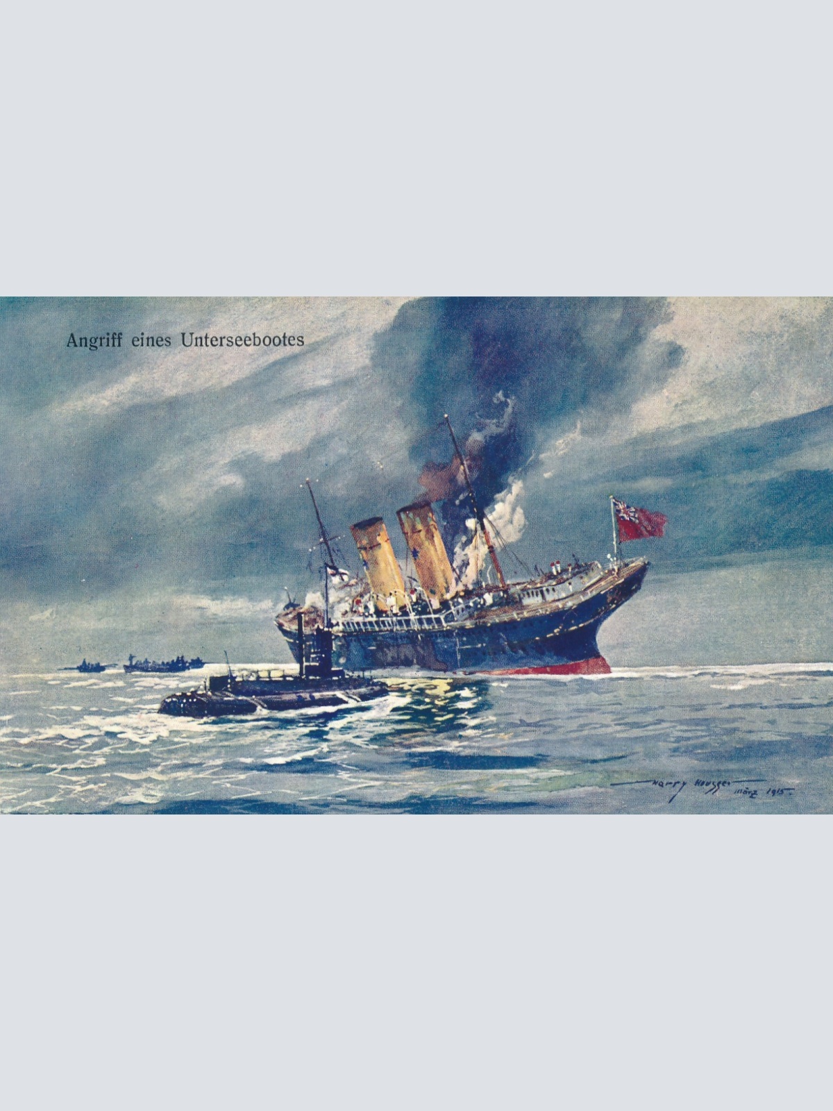 AK Angriff eines Unterseebootes Ansichtskarte (16890)