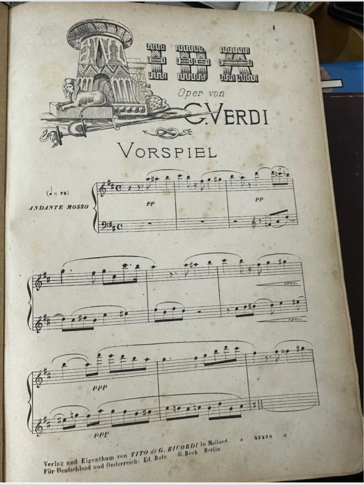 7339 Giuseppe Verdi AIDA: OPER VON G. VERDI (NOTEN) HC +Abb