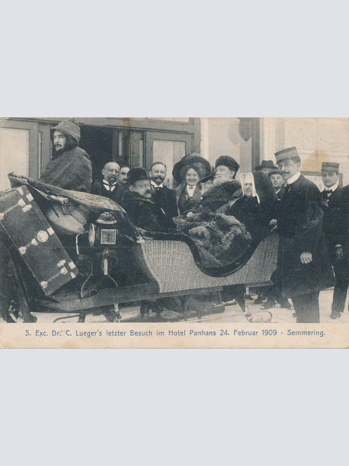 AK Luegers letzter besuch im Hotel Panhans 24. Februa 1909 Ansichtskarte (16974)