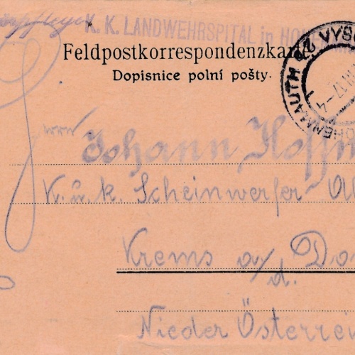 Feldpost - Karte K.K Landwehrspital in Hohenmaut (16941)