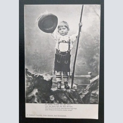 Junge Mit Lederhose Hut Stock Am Berg Tracht Gr A0005 K