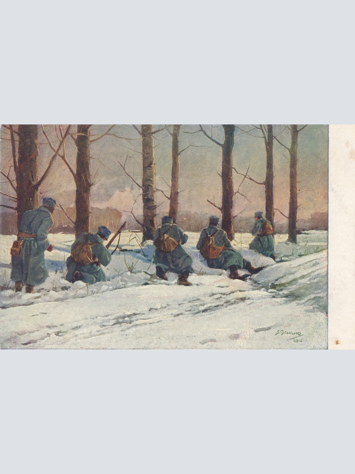 AK Militaria Legionisci w okopach Soldaten im Schnee (17007)
