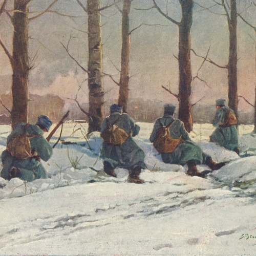 AK Militaria Legionisci w okopach Soldaten im Schnee (17007)