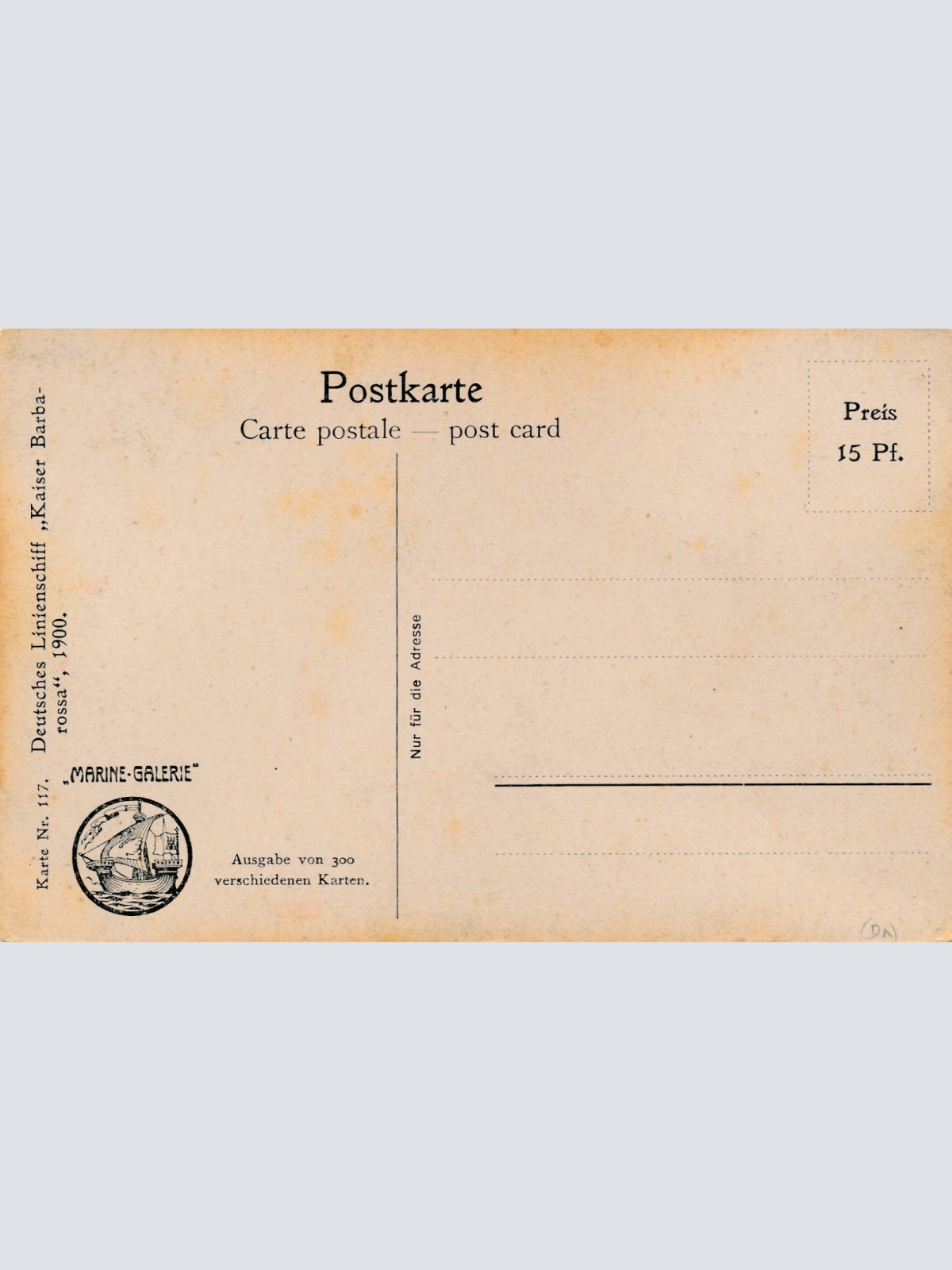 AK Deutsches Linienschiff Kaiser Barbarossa 1900 ,Schiffe Boote, (17053)