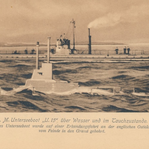AK S.M. Unterseeboot U 15 über wasser Schiffe Boote Ansichtskarte (17045)