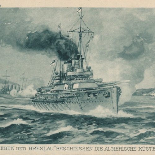 AK Goeben und Breslau beschiessen Algerische Küste ,Schiffe Boote, (17055)
