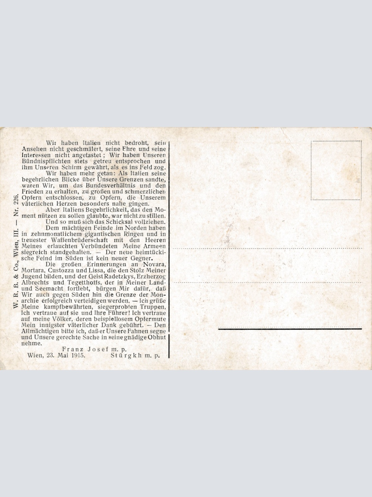 AK Militaria vom Kaiser Franz Josef an meine Völker Ansichtskarte (17076)