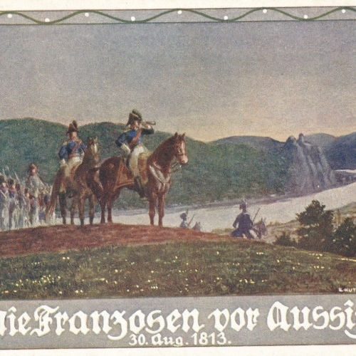AK Militaria die Franzosen vor Aussig 30.Aug. 1813 Ansichtskarte (17023)