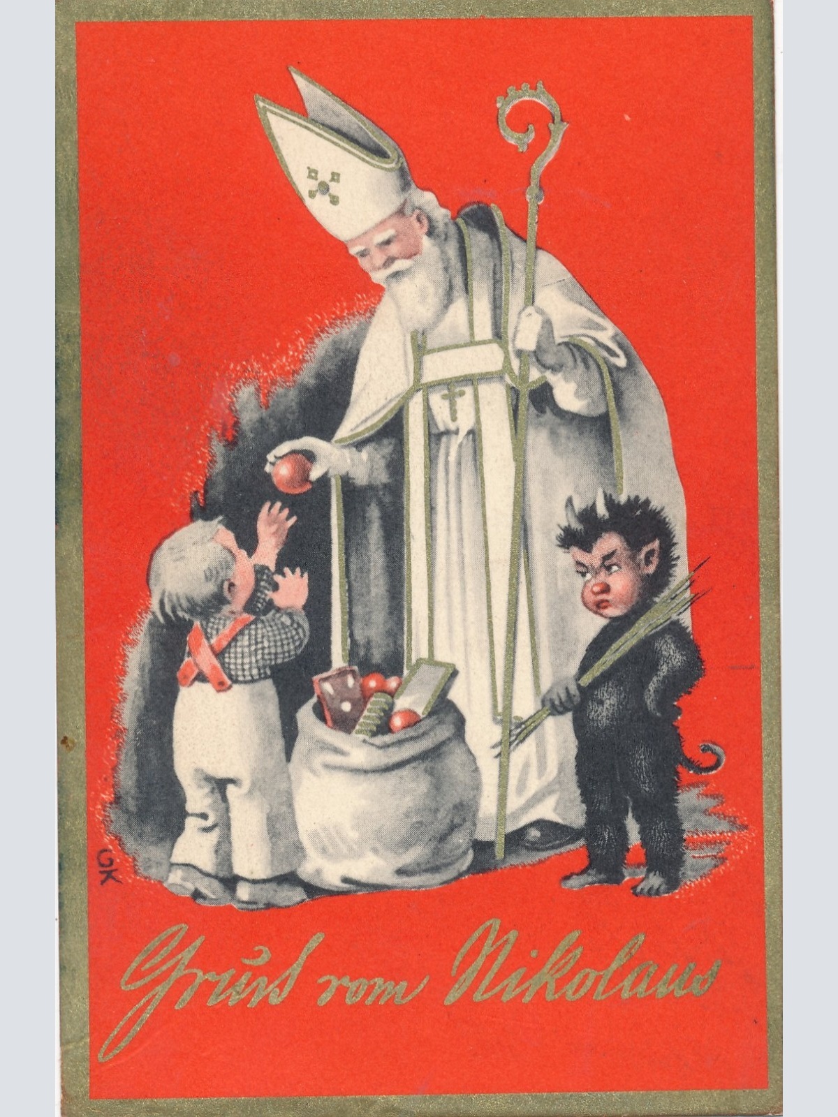 AK Gruss vom Nikolaus Ansichtskarte (17138)