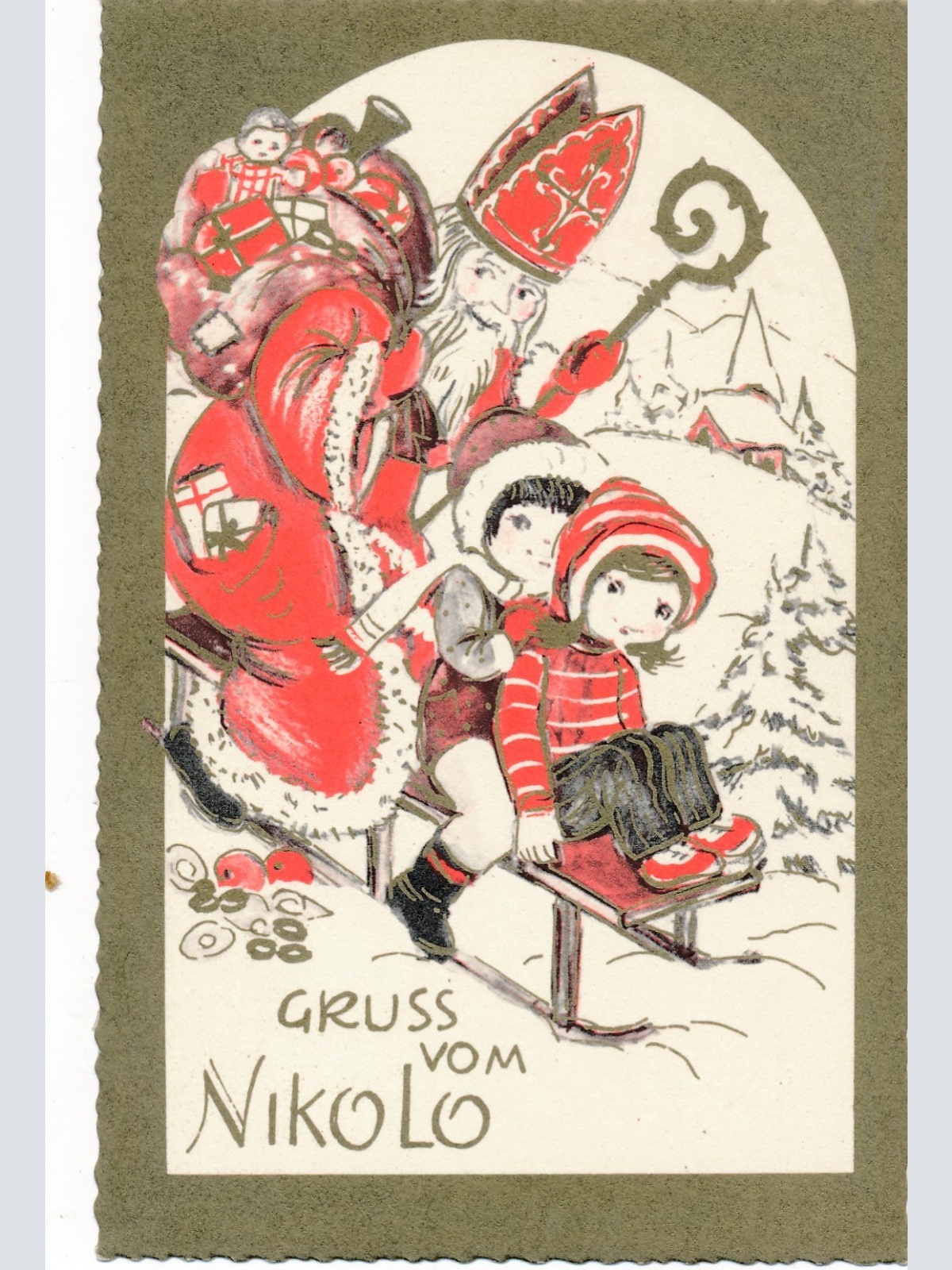 AK Gruß vom Nikolo - Nikolaus Ansichtskarte (17172)