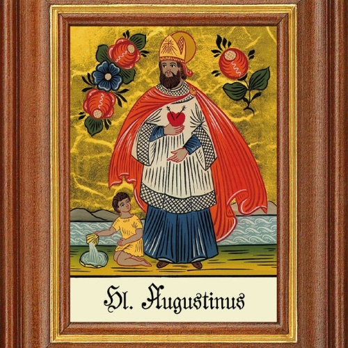 Hinterglasbild - hl. augustinus - patronatsbild taufe namenspatron 12,7x16 th