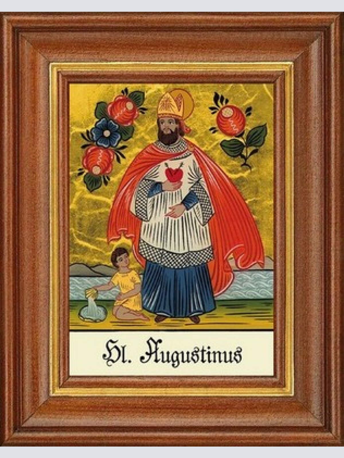 Hinterglasbild - hl. augustinus - patronatsbild taufe namenspatron 12,7x16 th