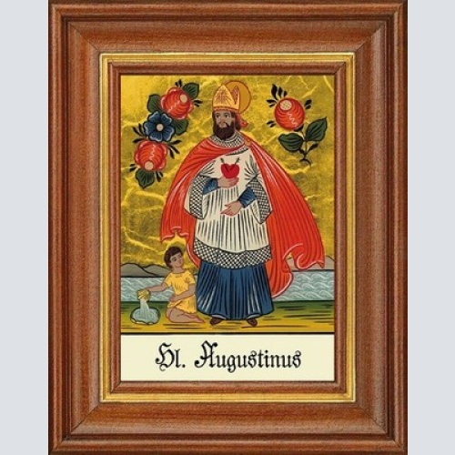 Hinterglasbild - hl. augustinus - patronatsbild taufe namenspatron 12,7x16 th