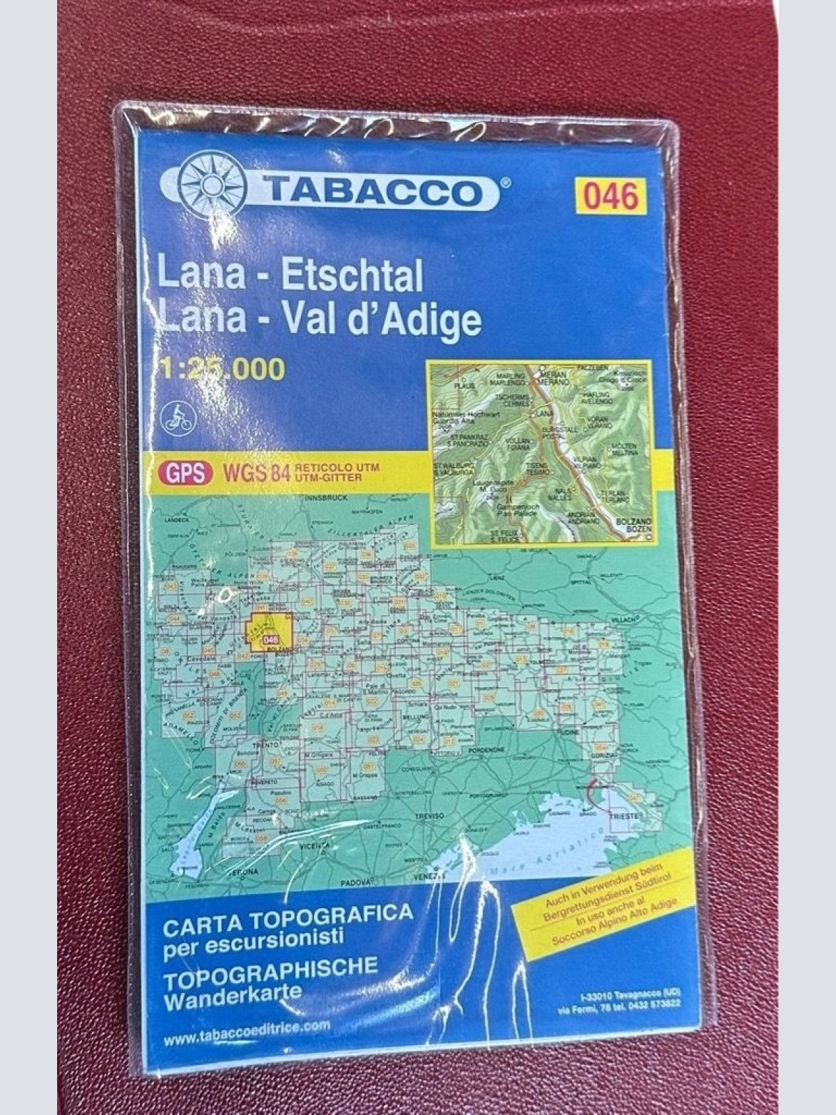 Lana, Etschtal: Wanderkarte Tabacco 046. 1:25000: Tscherns, Burgstall, Gargazon,