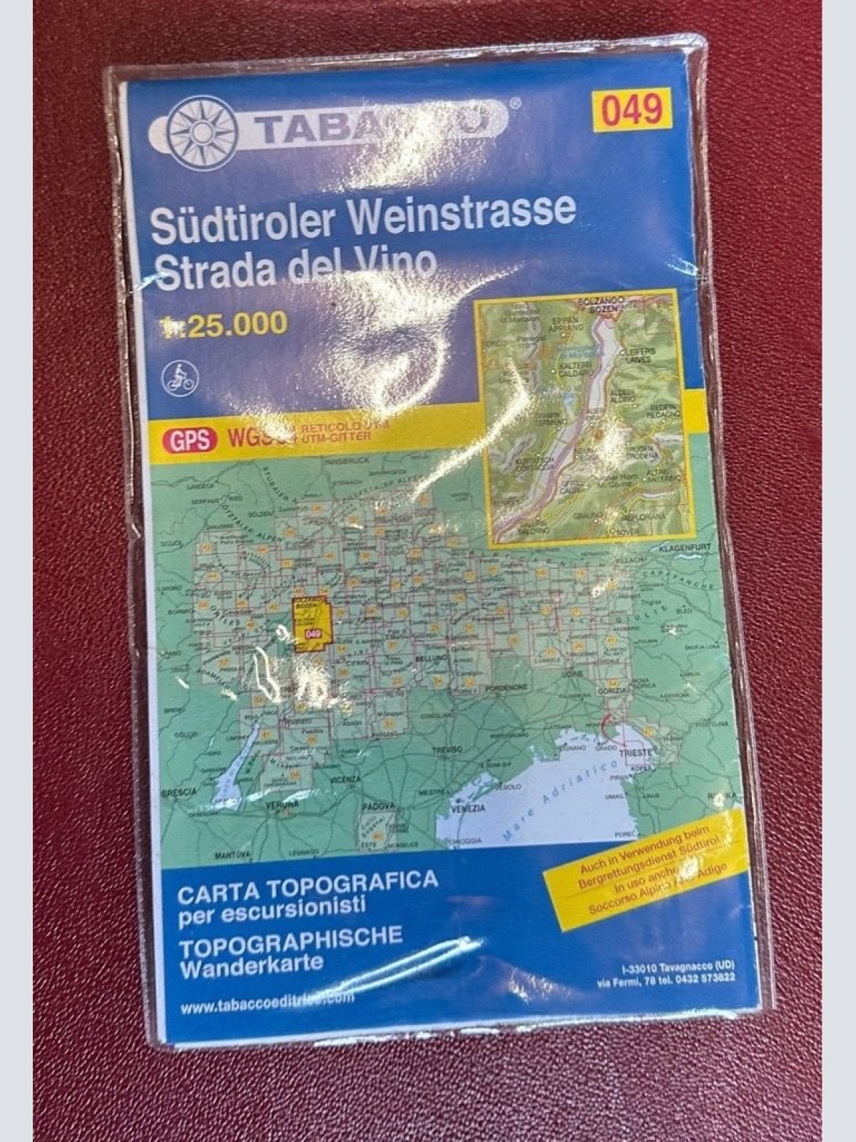 Tabacco Südtiroler Weinstrasse Strada del Vino 1:25.000 (Carte topografiche per