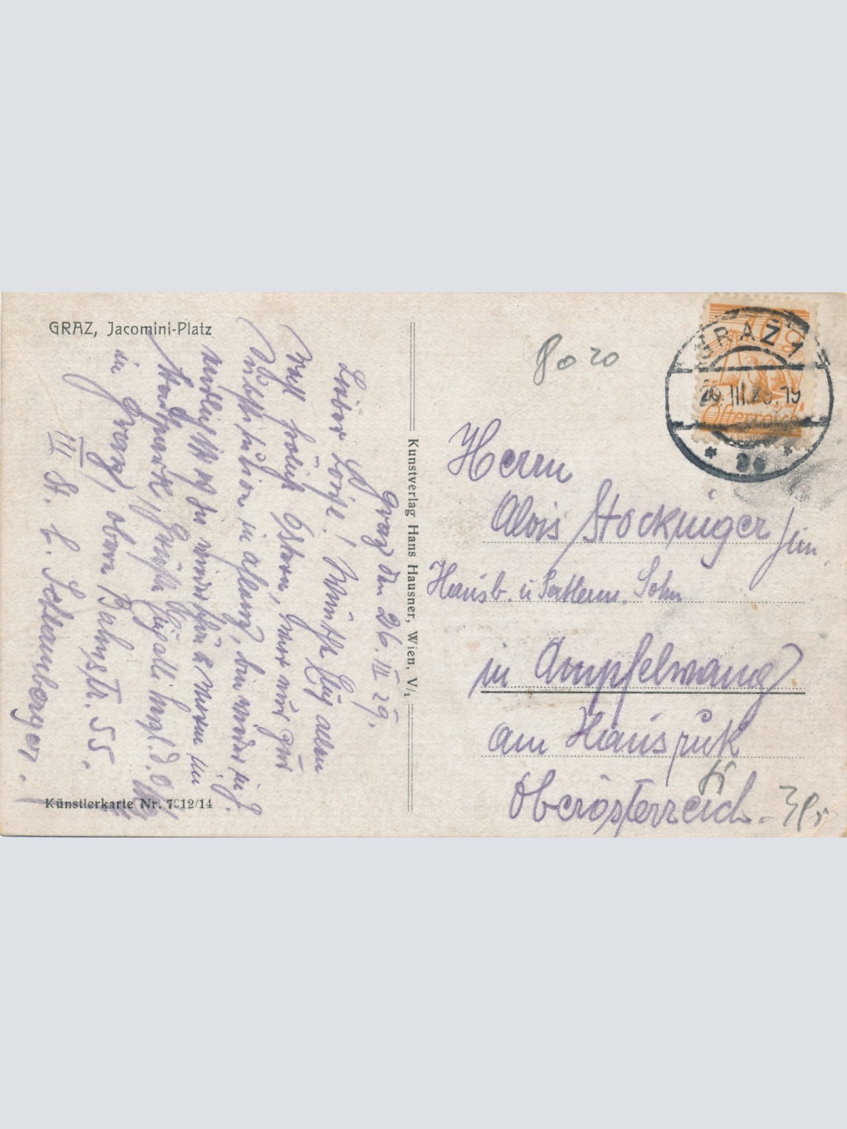 AK aus Graz Jacomini Platz Steiermark Ansichtskarte (17328)