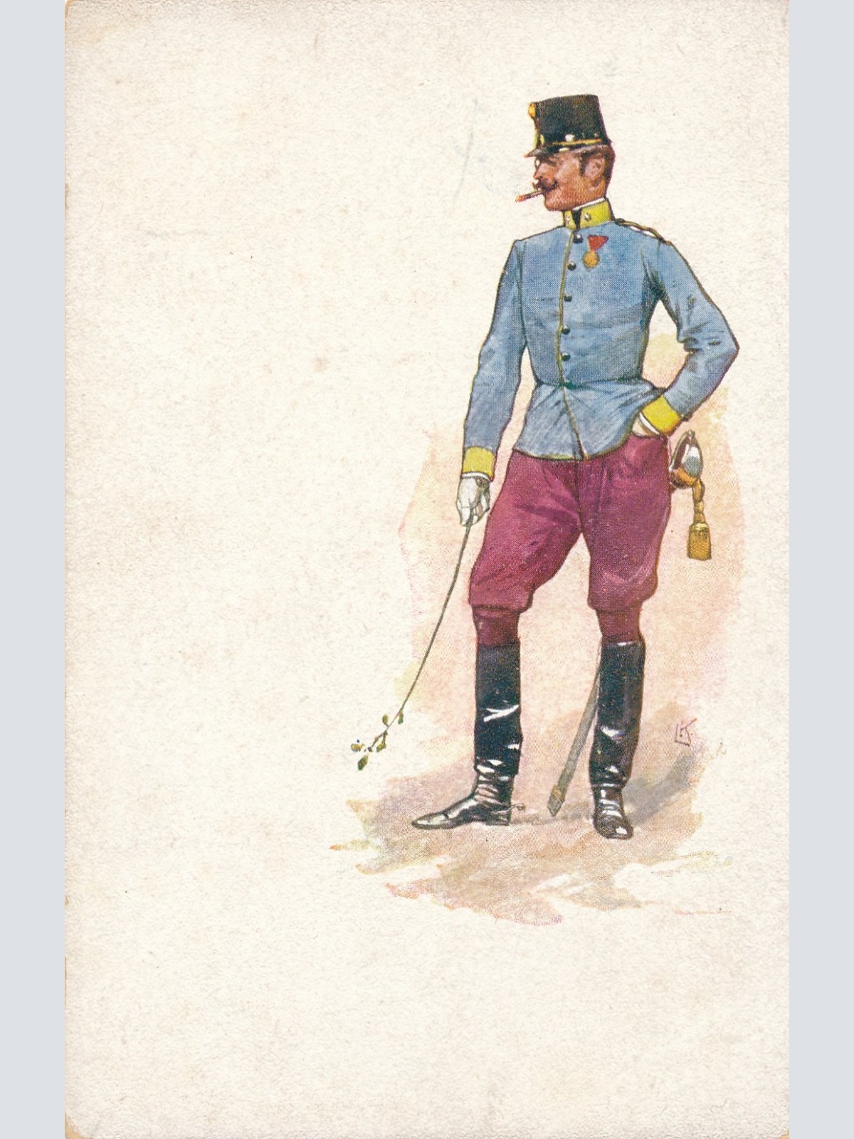 AK Militaria von einem Soldaten Ansichtskarte (17242)