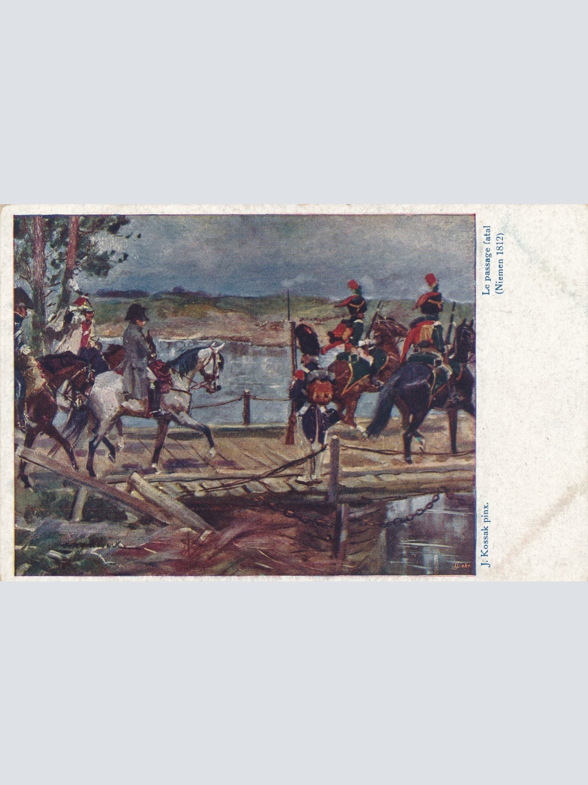 AK Militaria mit Napoleon Le passage fatal Ansichtskarte (17385)