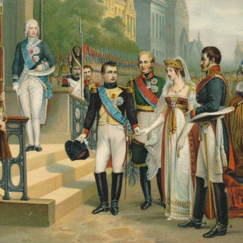 AK Militaria mit Napoleon Ansichtskarte (17387)