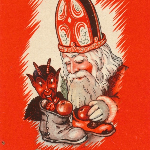 AK Gruss vom Krampus und vom Nikolo Nikolaus Ansichtskarte (17994)