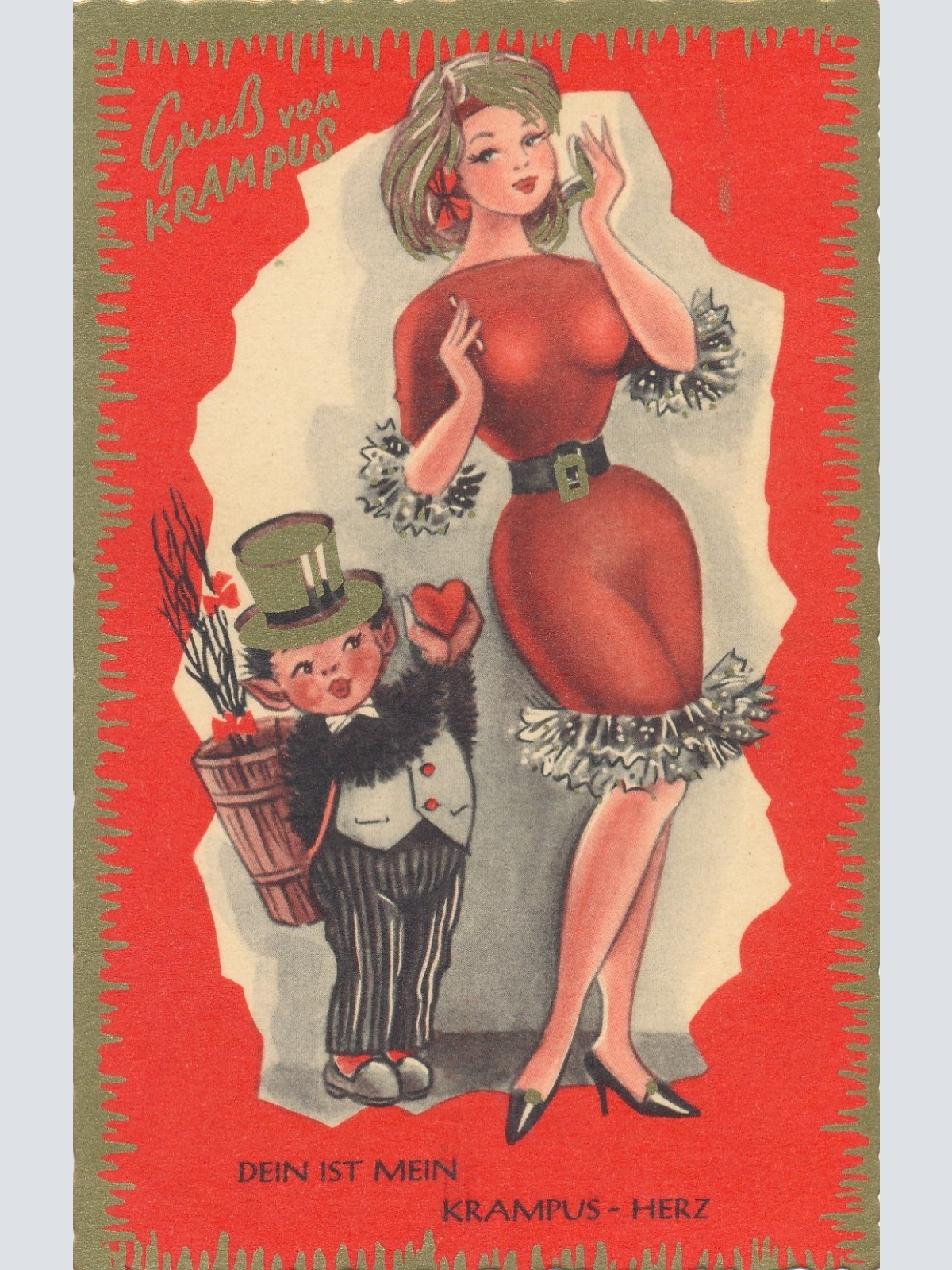 AK Gruss vom Krampus dein ist mein Krampus Herz Ansichtskarte (17995)