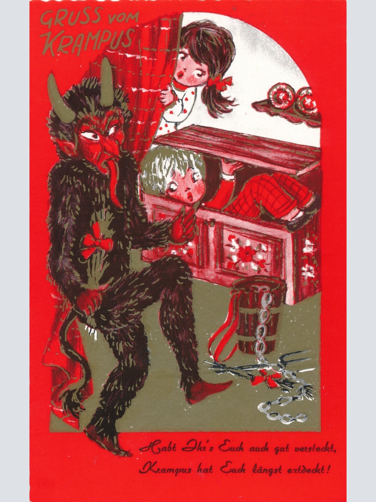 AK Gruss vom Krampus habt ihr euch auch gut versteckt Ansichtskarte (17999)